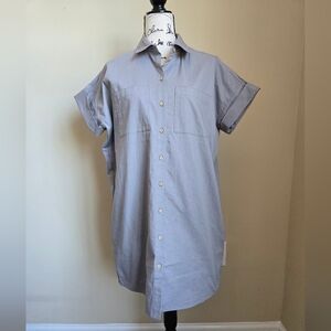 Oat New York shirt dress gray cotton short sleeve womens S